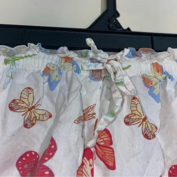 Mixit 100% Cotton Butterfly Pattern Ivory M Y2K Drawstring Shorts FLAW - Picture 4 of 7